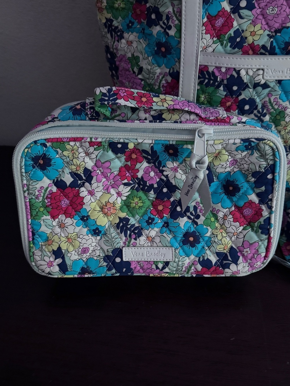 Vera Bradley Floral Quilted Cosmetic Case in Turquoise Multi